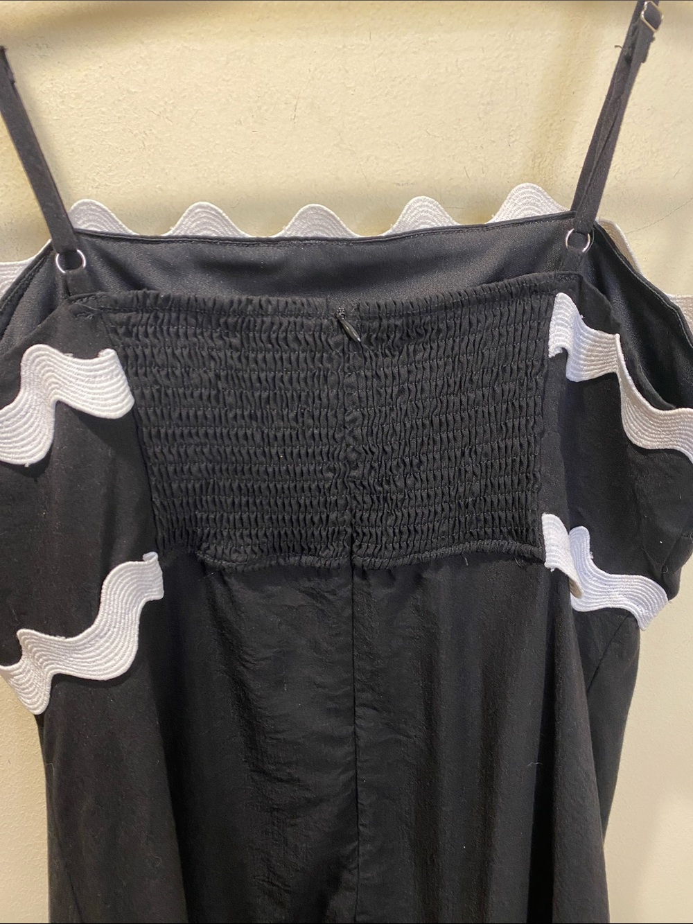 KIRUNDO  Black Dress with White Ric Rac Trim Spaguetti Straps Sz L - Picture 8 of 10